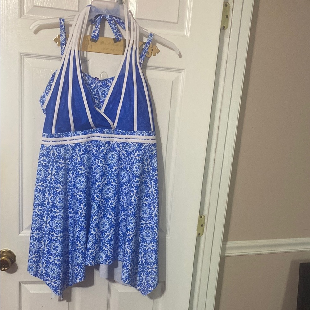 Hanna Nikole women’s plus size tankini swim halter dress; size: 22W
